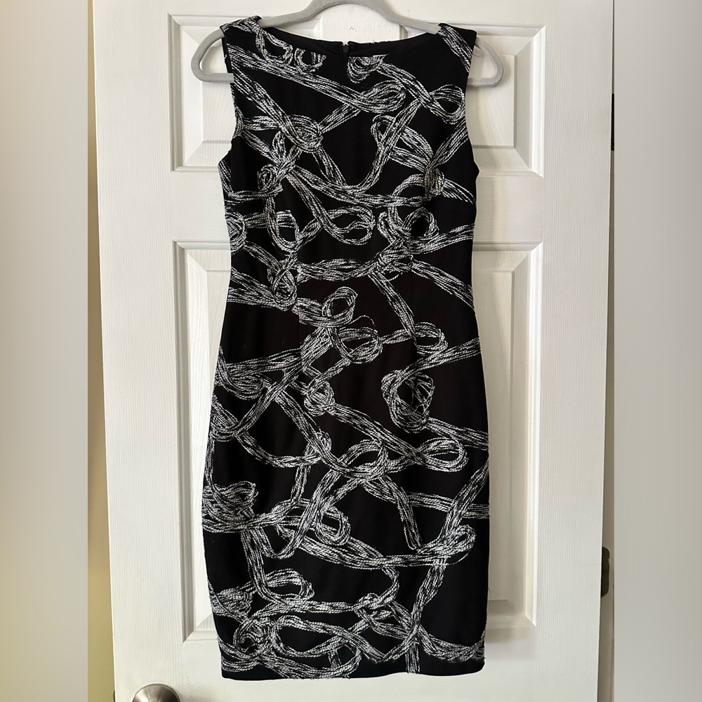 Cache Black & White Rope Pattern Shift Dress. Siz… - image 1